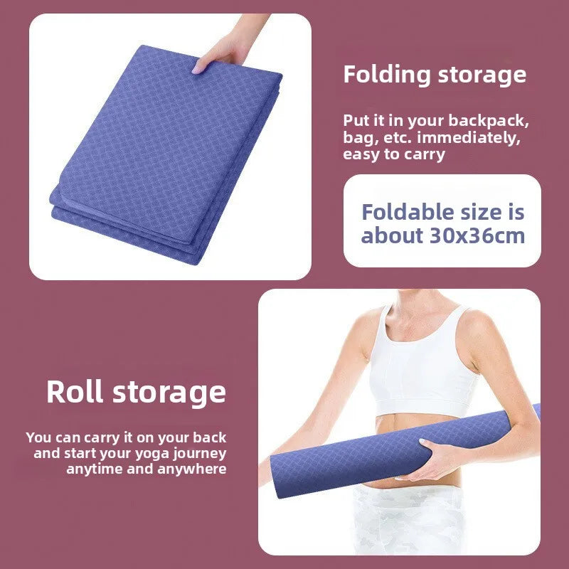 Premium Foldable Eco Friendly Yoga Mat - Double Sided Non-Slip For Pilates & Floor Workouts