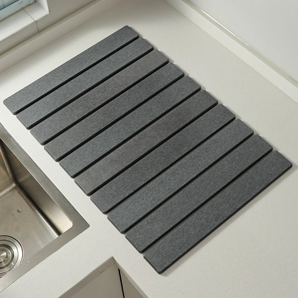 Eco-Friendly Portable Dish Drying Mat - High Absorbent, Quick Drying, Non-Slip, Foldable