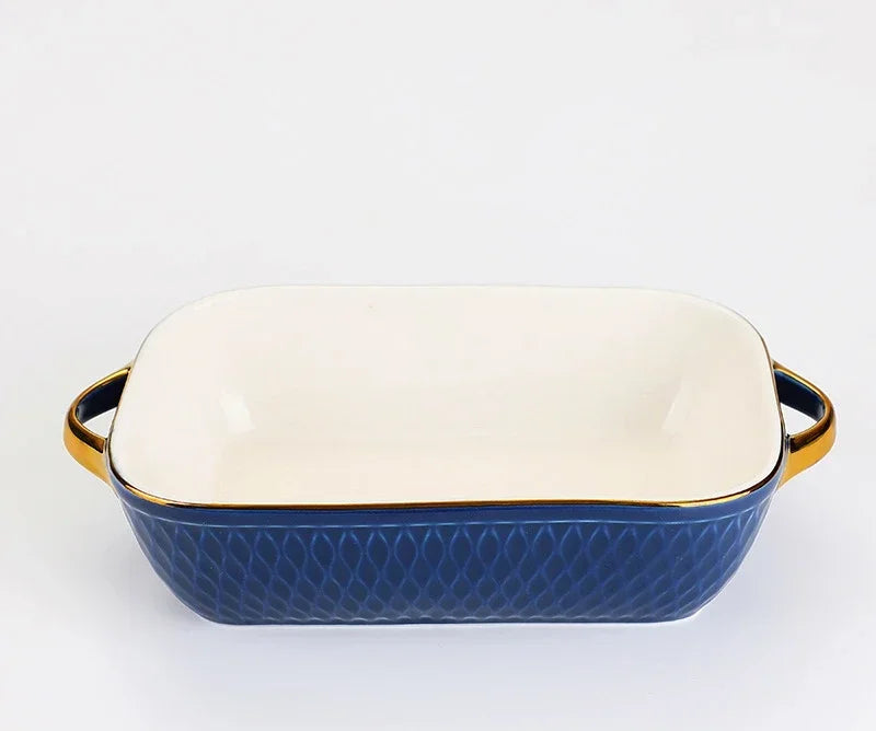 Rectangle Oval Ceramic Glazed Baking Tray – Oven-Safe Pan for BBQ, Salads & Kitchen Baking