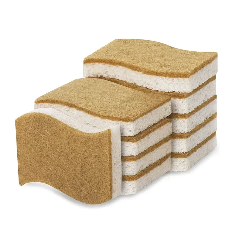 Eco-Friendly Natural Plant Scrub Sponges with Coconut Scrubber – Biodegradable Kitchen Cleaning Accessories