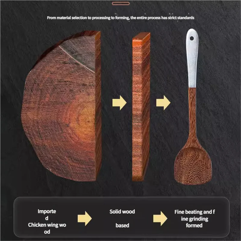 5pcs Natural Wooden Kitchen Utensils Set – Spatula, Spoon, and Flipper