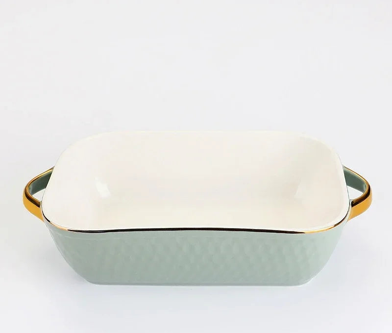 Rectangle Oval Ceramic Glazed Baking Tray – Oven-Safe Pan for BBQ, Salads & Kitchen Baking