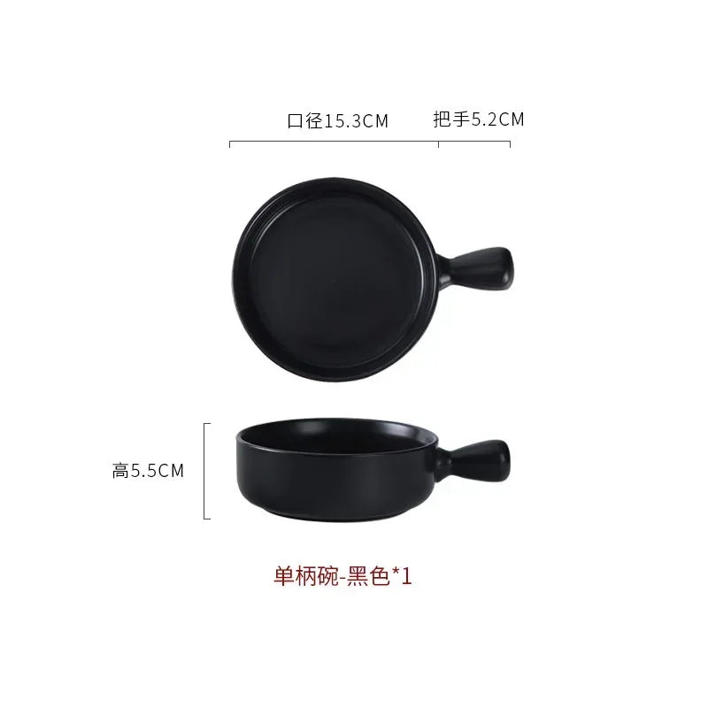 Microwave-Safe Solid Color Salad Bowl with Handle – Versatile for Cereal, Fruit, Soup & Noodles