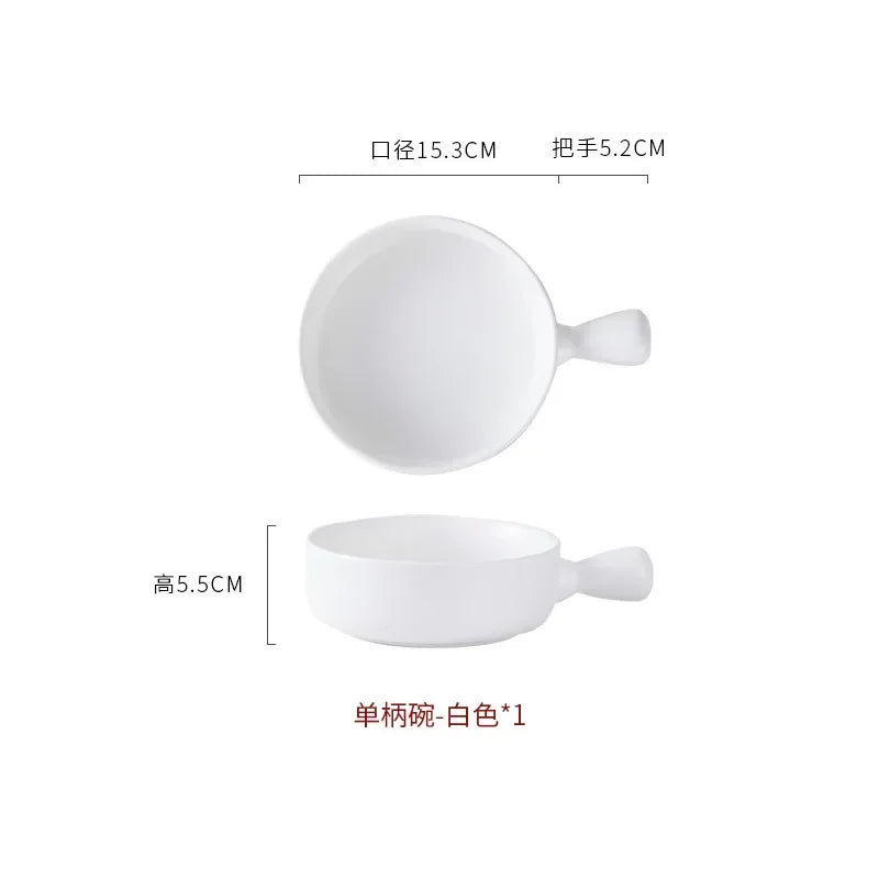 Microwave-Safe Solid Color Salad Bowl with Handle – Versatile for Cereal, Fruit, Soup & Noodles