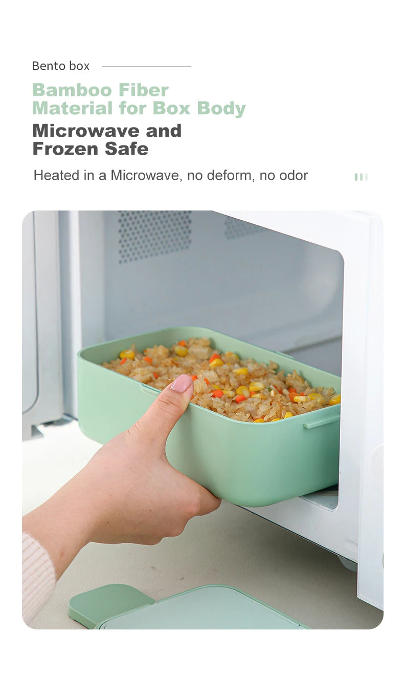 Eco-Friendly Bamboo Fiber Lunch Box – Microwave Safe, Leakproof Bento Container