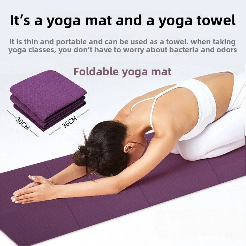 Premium Foldable Eco Friendly Yoga Mat - Double Sided Non-Slip For Pilates & Floor Workouts