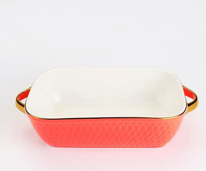 Rectangle Oval Ceramic Glazed Baking Tray – Oven-Safe Pan for BBQ, Salads & Kitchen Baking