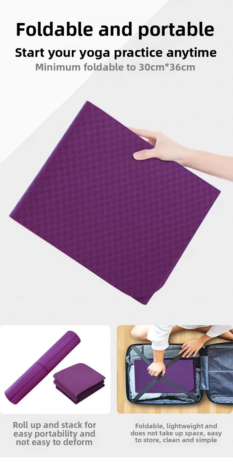 Premium Foldable Eco Friendly Yoga Mat - Double Sided Non-Slip For Pilates & Floor Workouts