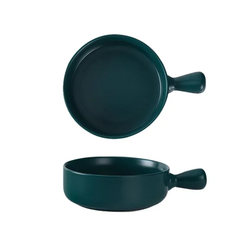 Microwave-Safe Solid Color Salad Bowl with Handle – Versatile for Cereal, Fruit, Soup & Noodles