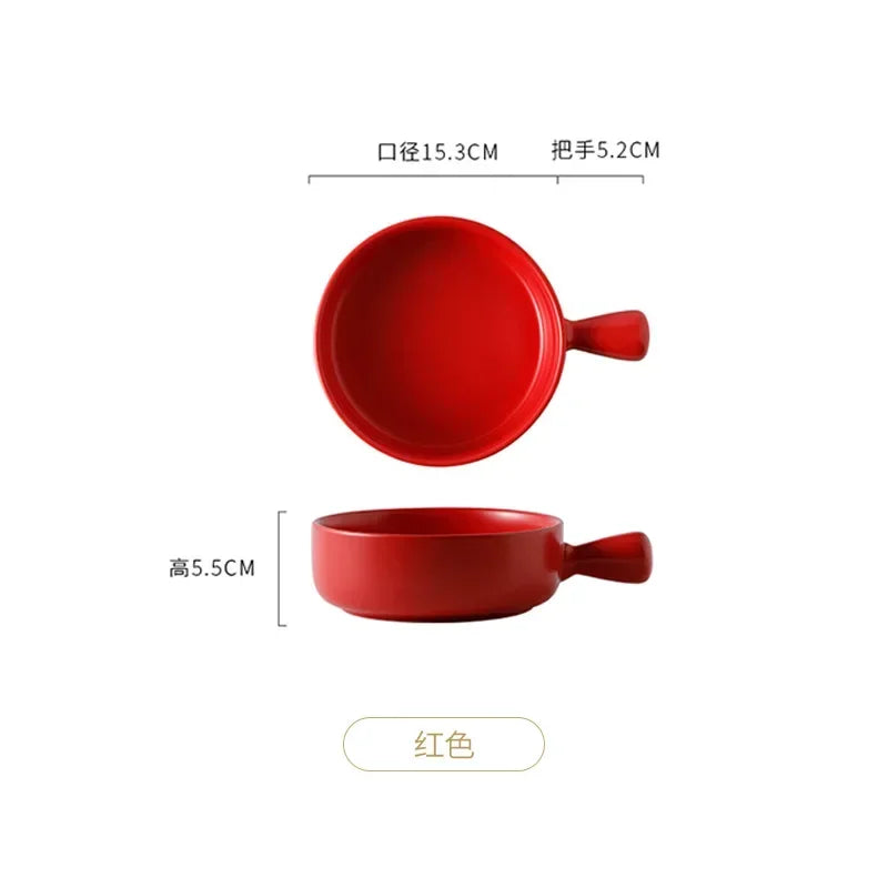 Microwave-Safe Solid Color Salad Bowl with Handle – Versatile for Cereal, Fruit, Soup & Noodles