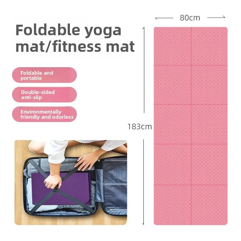 Premium Foldable Eco Friendly Yoga Mat - Double Sided Non-Slip For Pilates & Floor Workouts