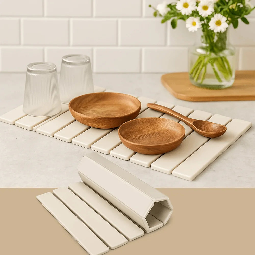 Eco-Friendly Portable Dish Drying Mat - High Absorbent, Quick Drying, Non-Slip, Foldable