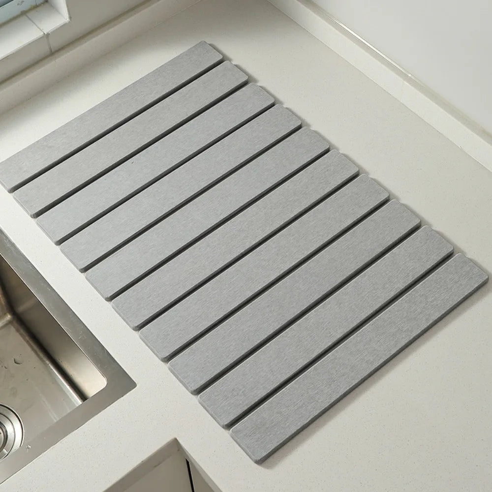 Eco-Friendly Portable Dish Drying Mat - High Absorbent, Quick Drying, Non-Slip, Foldable